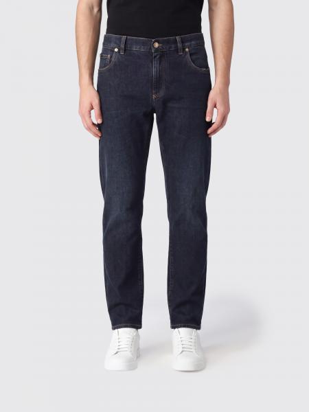 Dolce & Gabbana Mid-Rise Straight Jeans in Cotton Denim with Logo Plaque