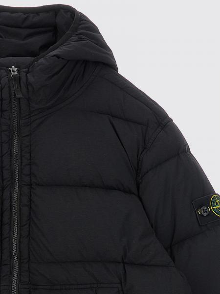 Stone Island Boy\'s Quilted Nylon Hooded Puffer Jacket with Logo