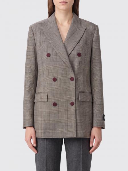 New Guinea Double-Breasted Prince of Wales Wool-Blend Blazer Pinko