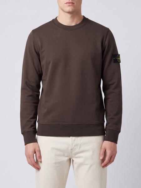 Crewneck Cotton Sweatshirt Stone Island with Compass Logo Patch