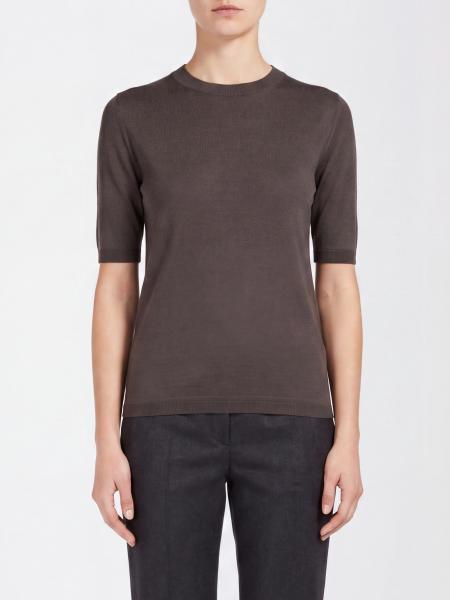 Short-Sleeved Silk and Cashmere Knit Top Max Mara with Slim Fit