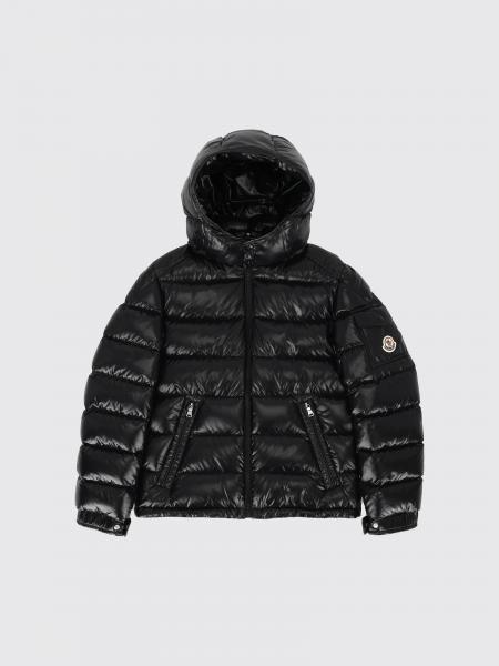 Moncler Gesteppte Daunenjacke für Jungen aus Nylon Laqué mit Kapuze und Logo-Patch