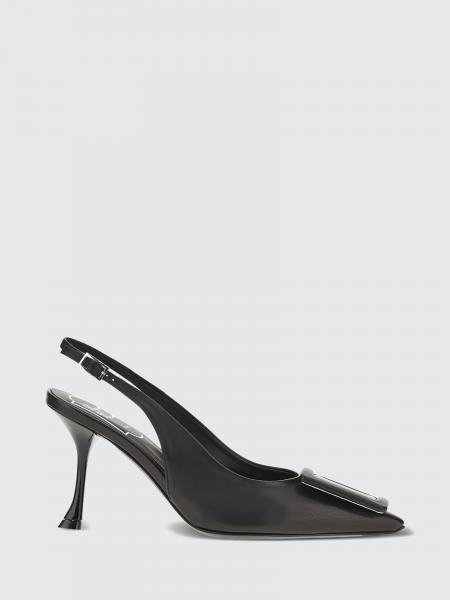 Viv' In The City Nappa Leather Slingbacks Roger Vivier with Stiletto Heel and Plaque