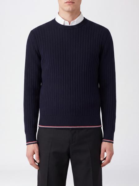 Slim-Fit-Pullover von Thom Browne aus Wollmischung mit 4-Bar-Streifen und Rundhalsausschnitt