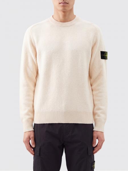 STONE ISLAND 나침반 로고 패치 버진 울 크루넥 스웨터
