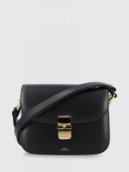 Grace Mini Crossbody Bag A.P.C. in Smooth Cowhide Leather with Flap and Buckle