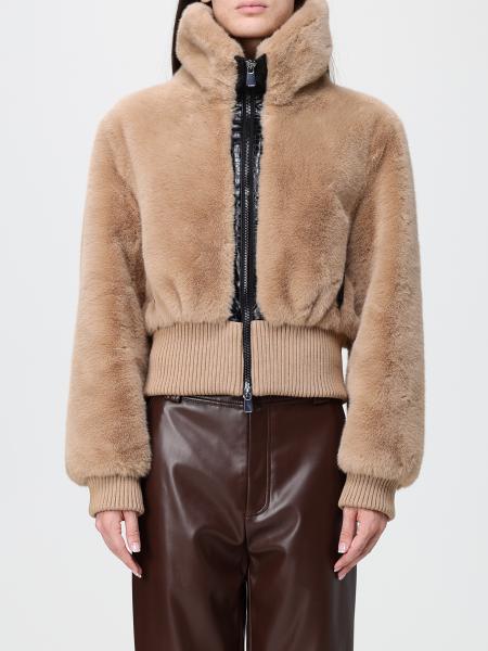 Pinko Faux Fur Zip-Up Jacket with High Neck and Elasticated Cuffs