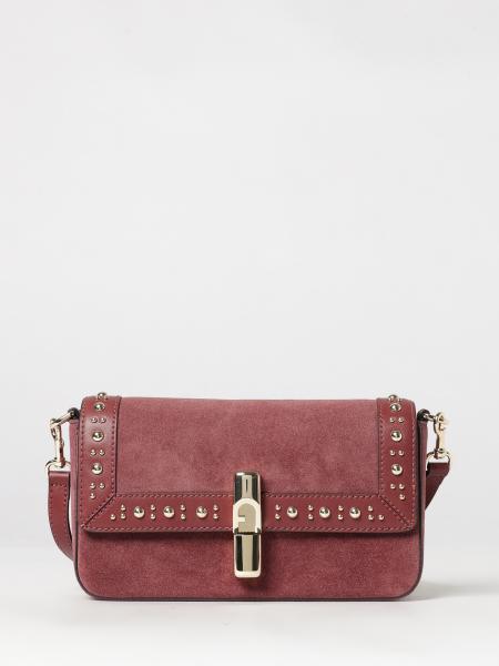 Furla Iride Small Suede Shoulder Bag with Embroidery