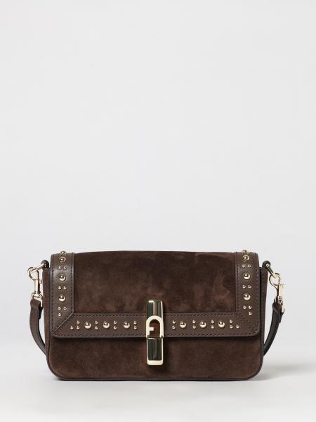 Furla Iride Small Suede Shoulder Bag with Embroidery