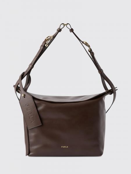 Furla Ginevra Smooth Leather Shoulder Bag with Logo Charm