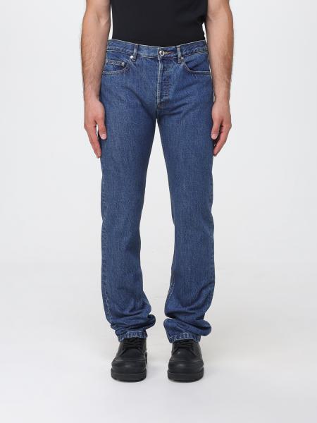 Jean droit taille mi-haute A.P.C. en denim de coton couleur indigo