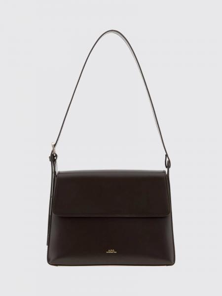 A.P.C. Virginie 喇叭形光滑皮革单肩包，配磁性翻盖