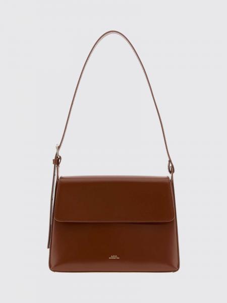 A.P.C. Virginie 喇叭形光滑皮革单肩包，配磁性翻盖