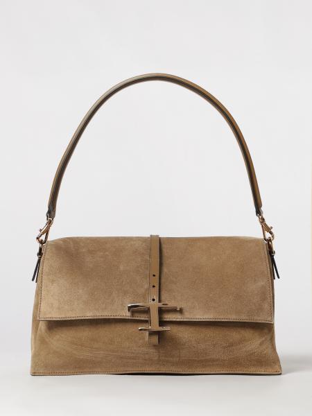 Tod's Flap T Timeless Suede Calfskin Shoulder Bag