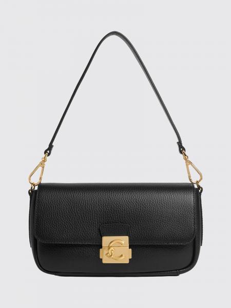 Coccinelle C-Me Lock Hammered Leather Shoulder Bag with Strap