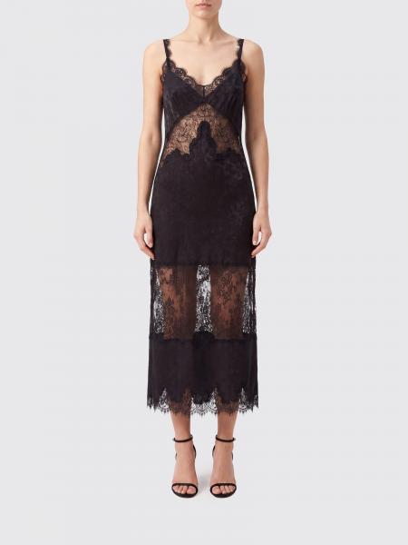 Pinko Satin Slip Midi Dress with V-Neck and Thin Straps