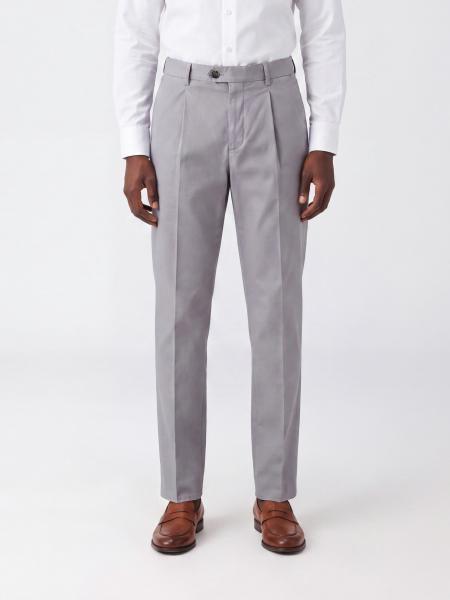 Slim Fit Tailored Cotton Trousers Brunello Cucinelli