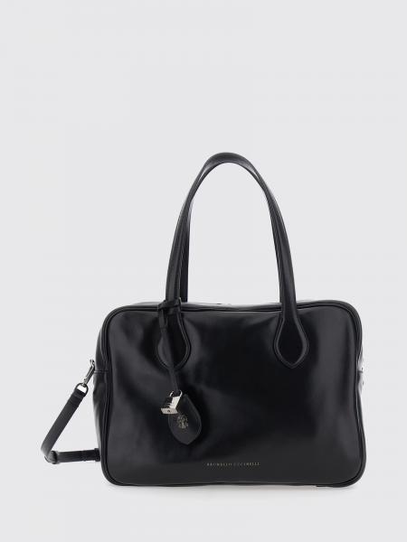 Calfskin Shoulder Bag Brunello Cucinelli with Double Handle and Padlock