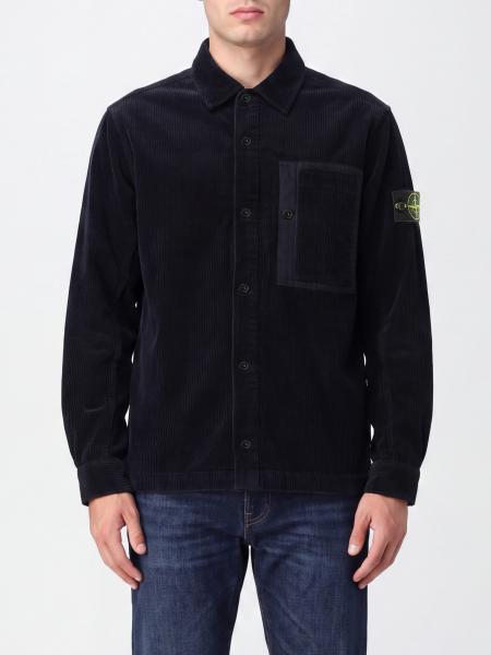 Stone Island Hemdjacke aus Samt mit Kompass-Logo
