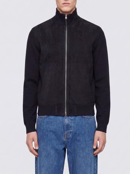 Tom Ford Suede Leather Cardigan with High Neck and Zip Closure