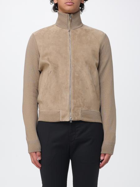 Tom Ford Suede Leather Cardigan with High Neck and Zip Closure