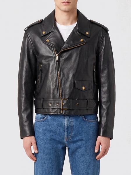 Blouson biker Balmain en cuir lisse avec col à revers et zip asymétrique