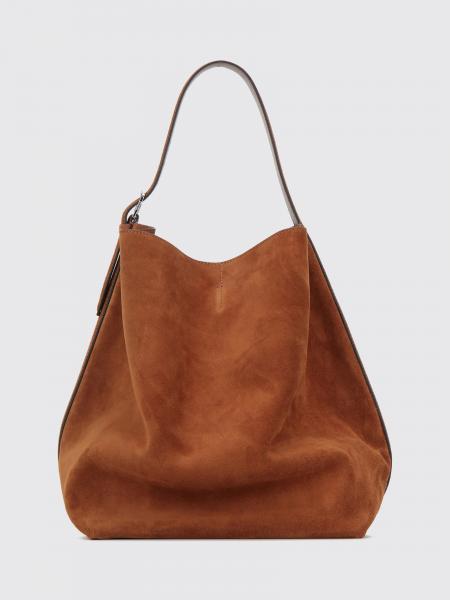 Suede Leather Tote Bag Toteme with Adjustable Handle and Embossed Logo