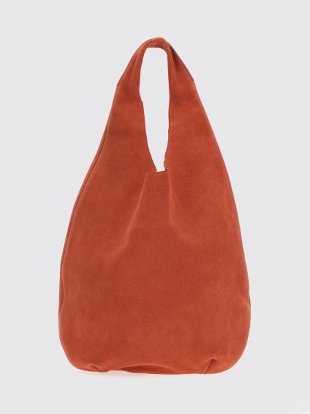 Le Neige A.P.C. Suede Leather Shoulder Bag with Rounded Shape and Flat Handle