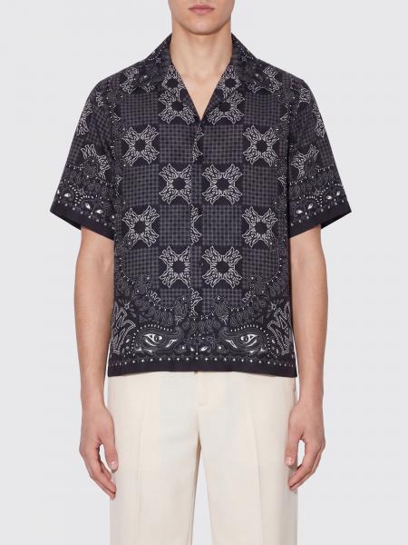 Amiri Short-Sleeve Silk Shirt with Paisley Print and Cuban Collar