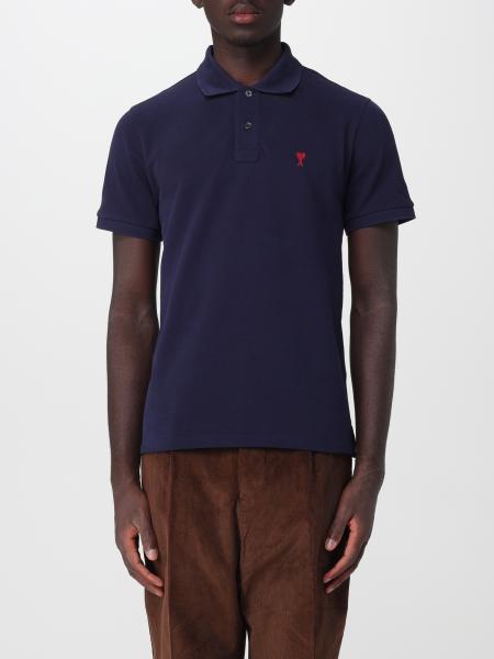 Slim Fit Embroidered Logo Polo Shirt Ami Paris in Organic Cotton