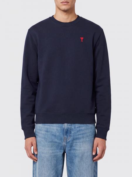Relaxed-Fit Baumwoll-Sweatshirt AMI Paris mit Rundhalsausschnitt und Kontrast-Logostickerei