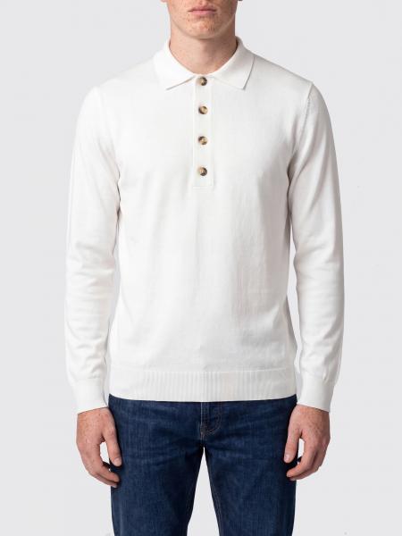Long-Sleeved Knit Polo Shirt Eleventy in Cashmere and Cotton Blend