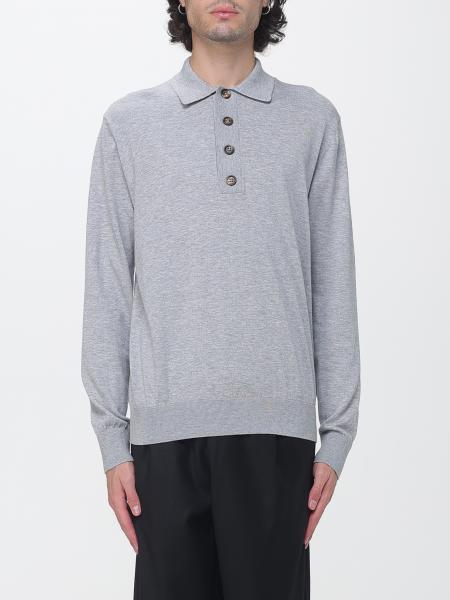 Long-Sleeved Knit Polo Shirt Eleventy in Cashmere and Cotton Blend