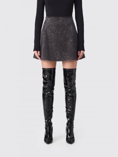 Diesel O-Erina High-Waisted A-Line Polyurethane Mini Skirt with Off-Center Zip