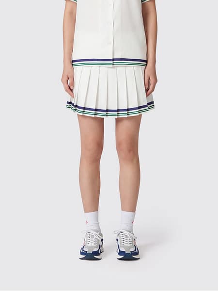 Casablanca Striped Pleated High-Waisted Pure Silk Mini Skirt