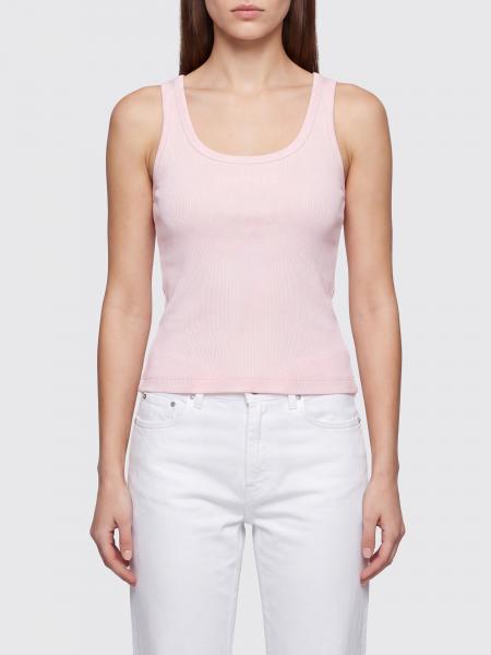 U-Neck Slim Fit Top Casablanca in Stretch Cotton with Contrast Logo