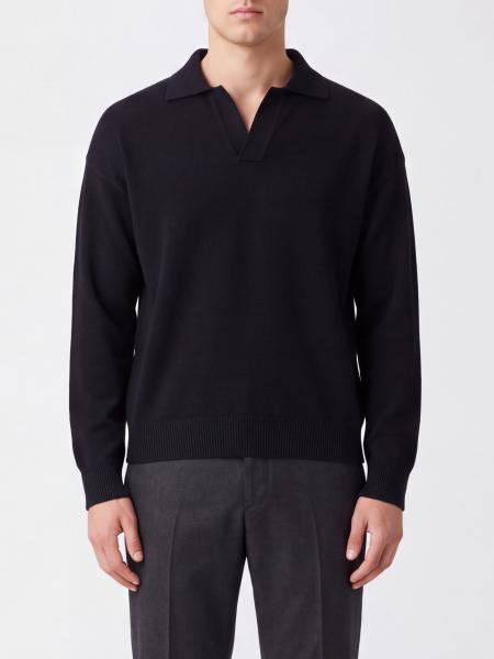 Long-Sleeved Merino Wool Knit Polo Shirt Roberto Collina