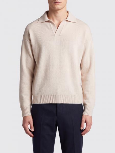 Long-Sleeved Merino Wool Knit Polo Shirt Roberto Collina