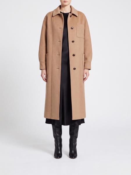 Max Mara Single-Breasted Long Coat in Wool and Cashmere with Dropped Shoulders