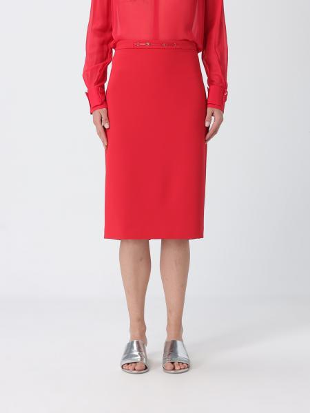 Gonna midi a tubino Elisabetta Franchi in crêpe a vita alta con spacco