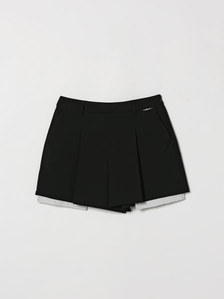 Girl's Crêpe Short Skirt Twinset with Slash Pockets