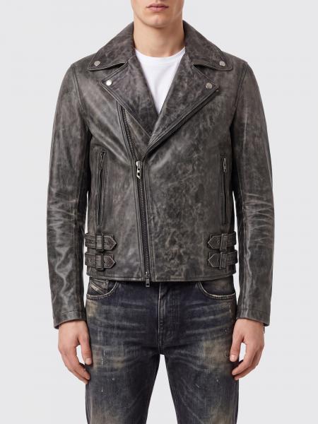 Diesel L-Eon-CJCM Distressed-Effect Leather Biker Jacket with Buckle