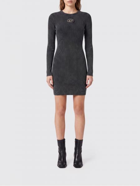 Diesel Ribbed Cotton Sheath Mini Dress with Contrast Oval D Logo