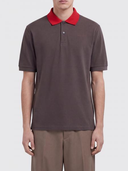 Marni Kurzarm-Poloshirt aus Baumwolle mit geripptem Kragen und zwei Knöpfen