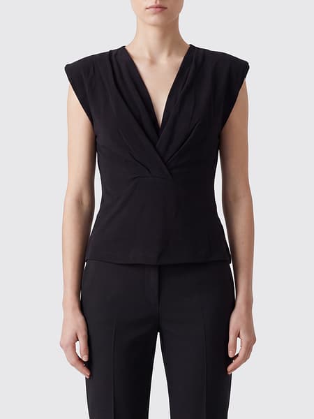 Draped V-Neck Slim Fit Cotton Top Isabel Marant