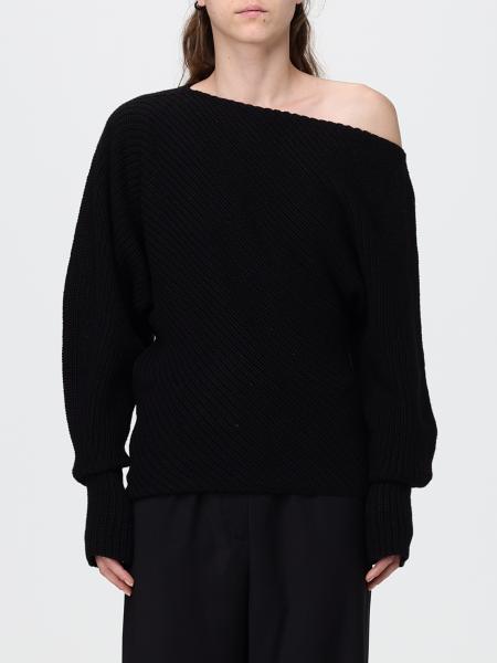 Alberta Ferretti Draped Wool and Silk Jumper with Asymmetric Neckline