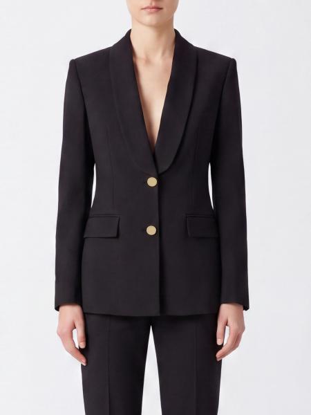 Slim Fit Single-Breasted Wool Blend Blazer Alberta Ferretti with Shawl Collar