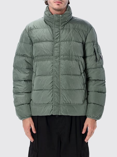 Quilted Nylon Short Puffer Jacket C.P. Company with High Neck and Logo