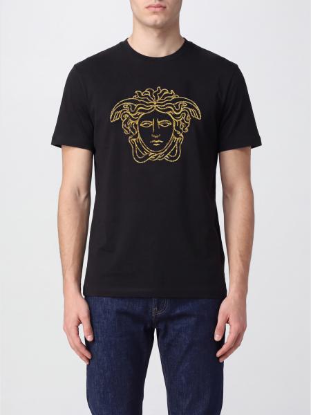 T-shirt slim fit Versace in cotone con stampa grafica Medusa