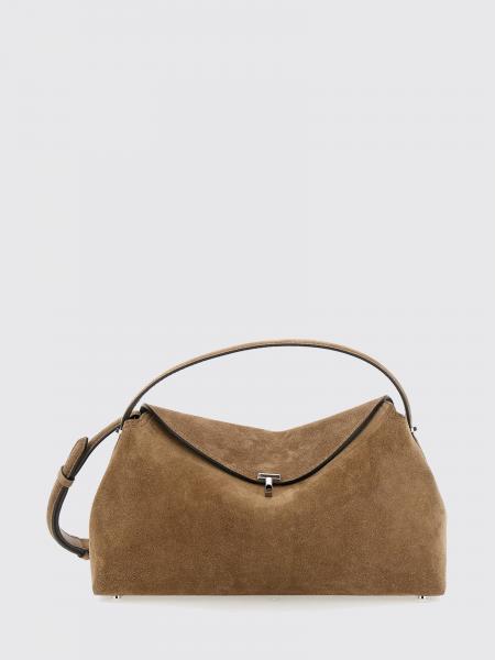 Borsa a spalla T-Lock Toteme in pelle scamosciata con monogramma